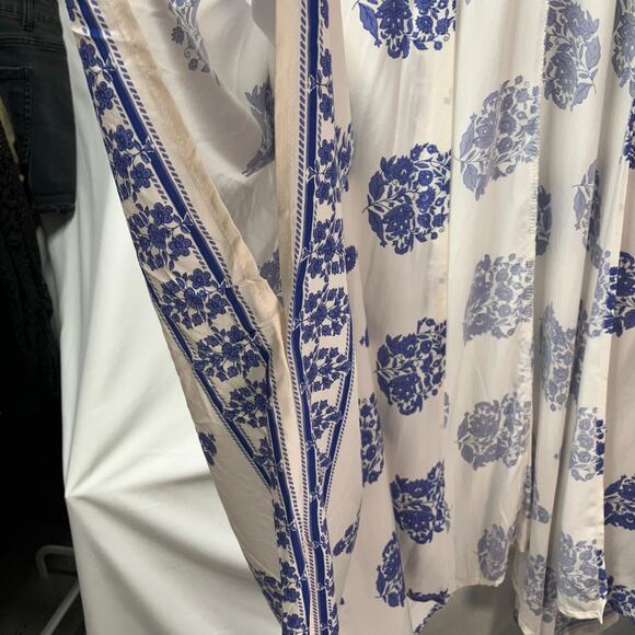 Haptics by Holly Harper Womens 2x Blue‎ White Floral Kimono Rayon Coastal - Picture 6 of 13
